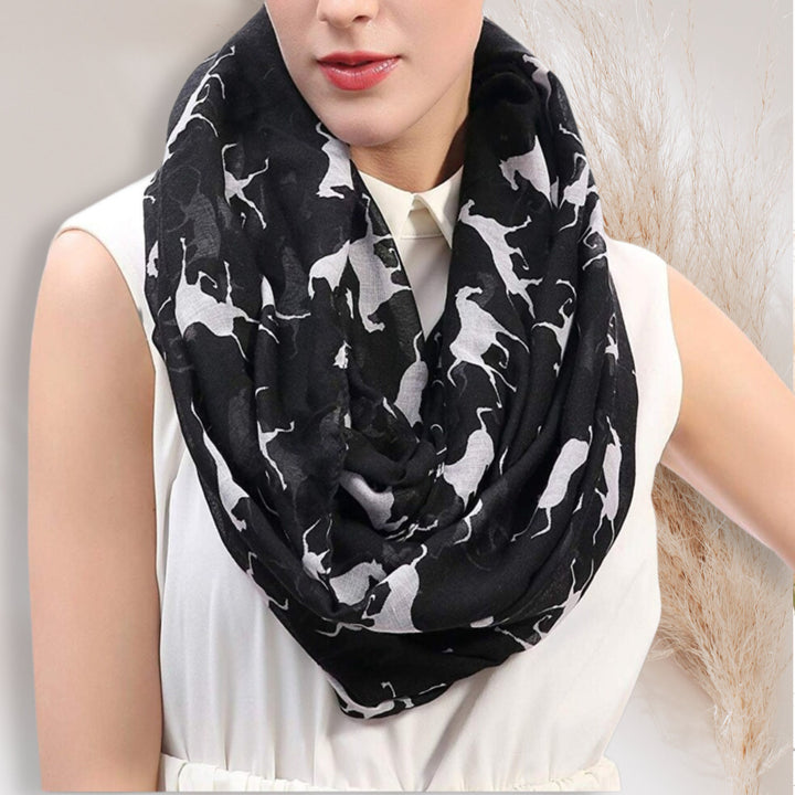 Black Scarf Horse Scarf Women Scarves Infinity Scarf Personalized Gifts For Women Scarf Women Wrap Shawl Loop Scarf Mothers Day Gift for Her