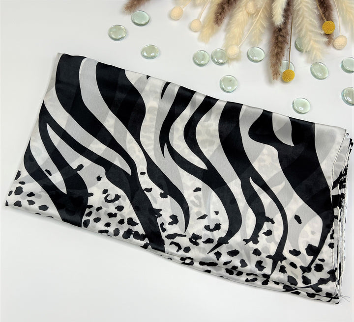 Leopard Silk Scarf Black and White Women Silk Shawl Infinity Scarf Women Scarves Personalized Gifts For Her Mothers Day Gift Mom Gift Scarf - In The Bag Design