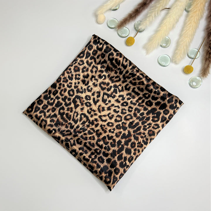 Leopard Large Satin Scarf Silky Hair Scarf Silk Head Scarf Woman Silk Scarf Personalized Gift Satin Head Wrap Mothers Day Gift for Women - In The Bag Design