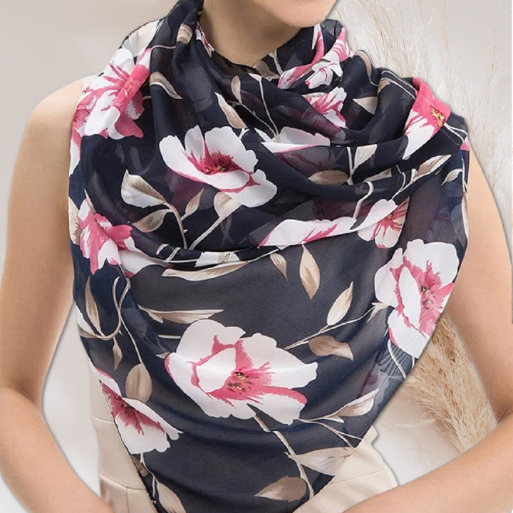 Silky Floral  Print Scarf / Women Scarves / Personalized Scarf / Soft Chiffon Long Wrap Scarf Shawl / Infinity Scarf Loop / Gifts For Her