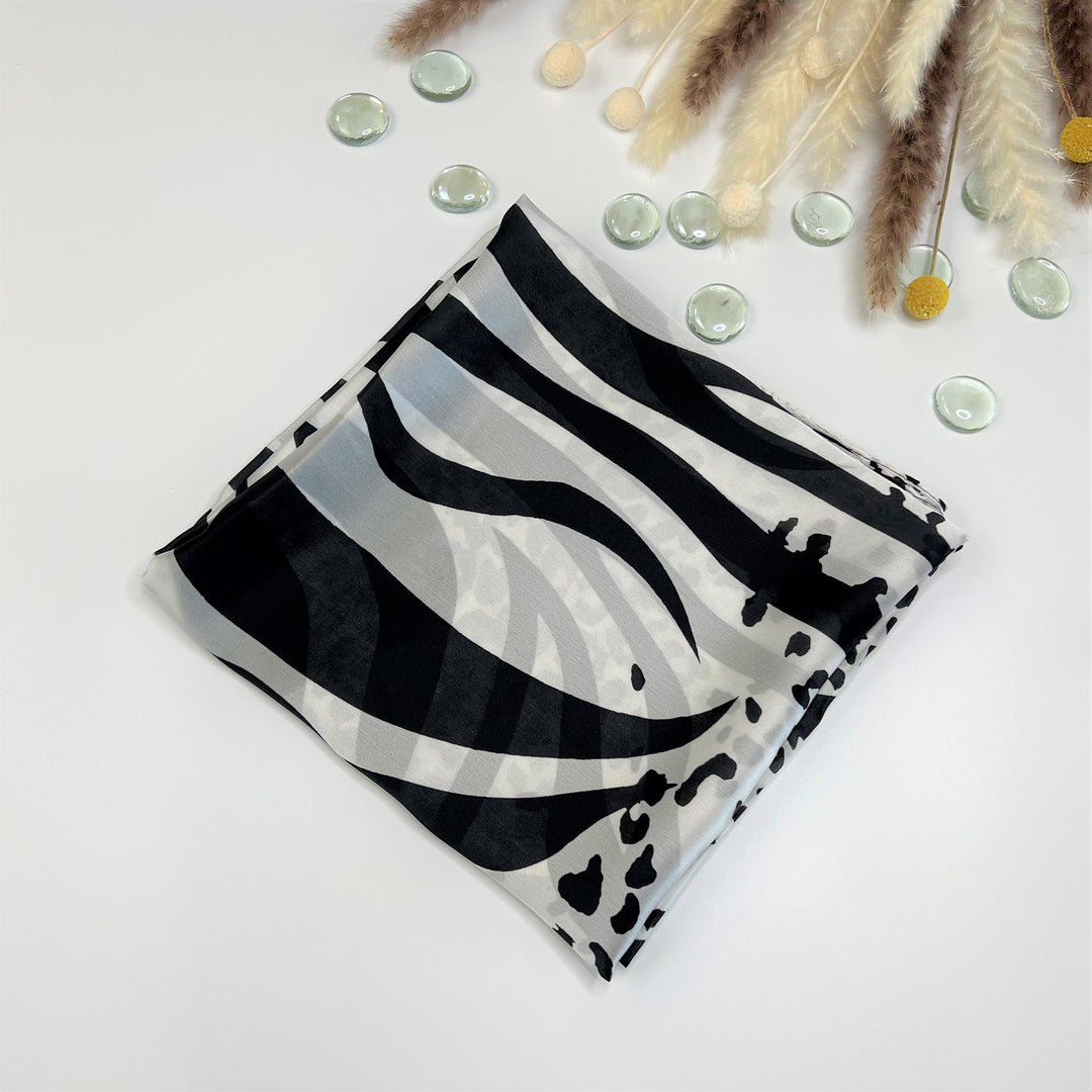 Leopard Silk Scarf Black and White Women Silk Shawl Infinity Scarf Women Scarves Personalized Gifts For Her Mothers Day Gift Mom Gift Scarf - In The Bag Design