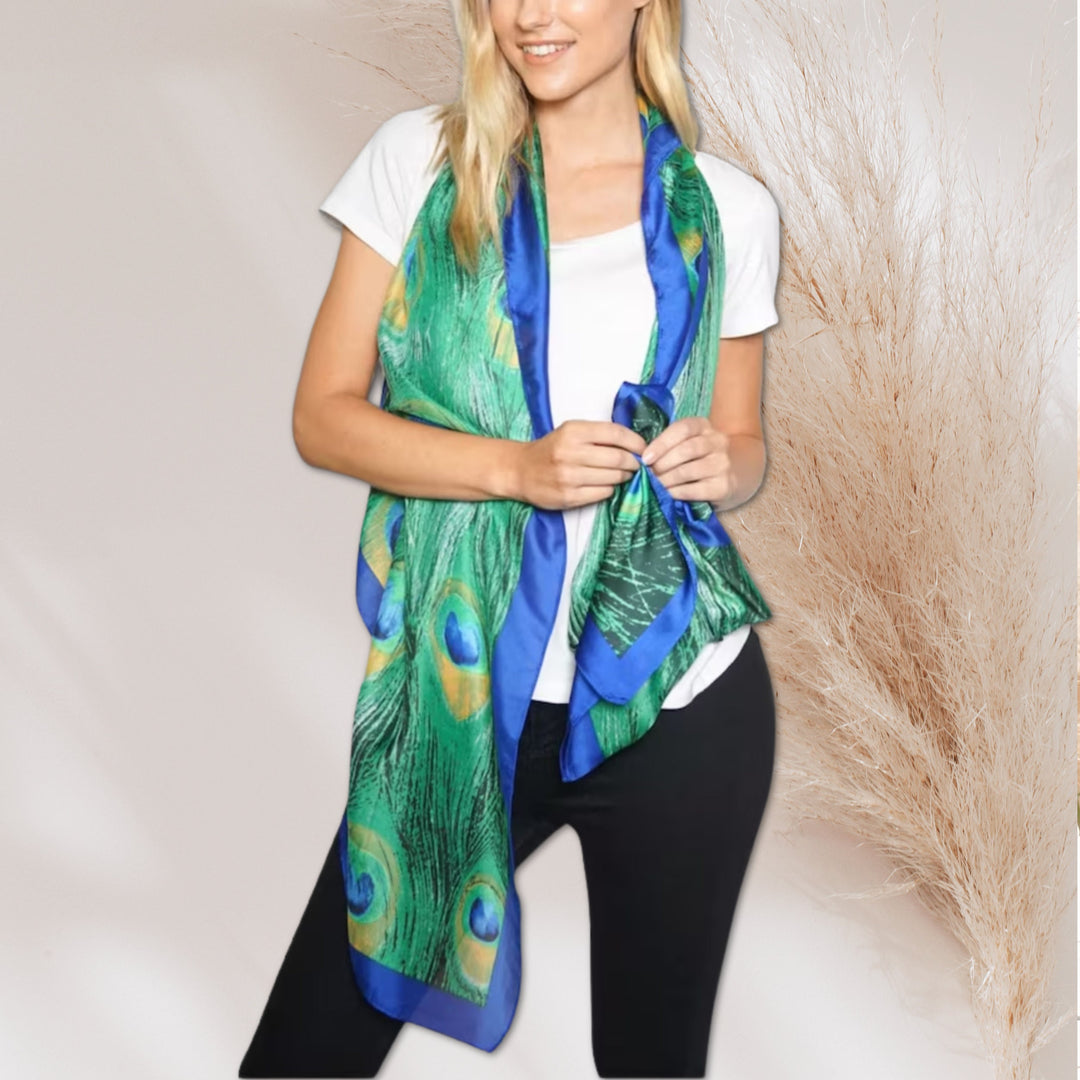 Peacock Feather Scarf Women Silk Shawl Infinity Scarf Women Scarves Peacock Shawl Mothers Day Gifts For Her Mom Gift Personalized Gift Green