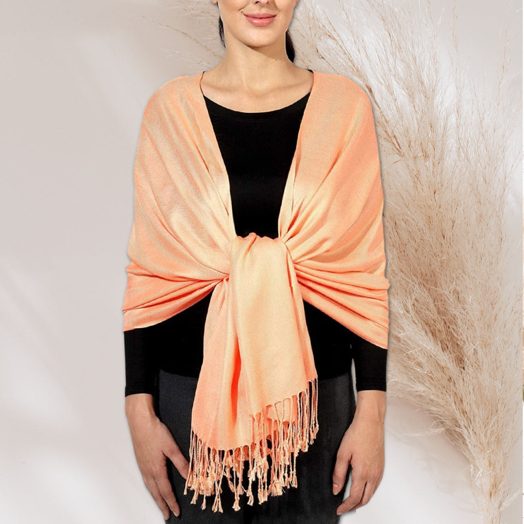 Apricot Orange Pashmina Shawl / Personalized Gift / Monogrammed Pashmina Scarf Women / Bridesmaids Gift / Pashmina Wrap / Gift for Her