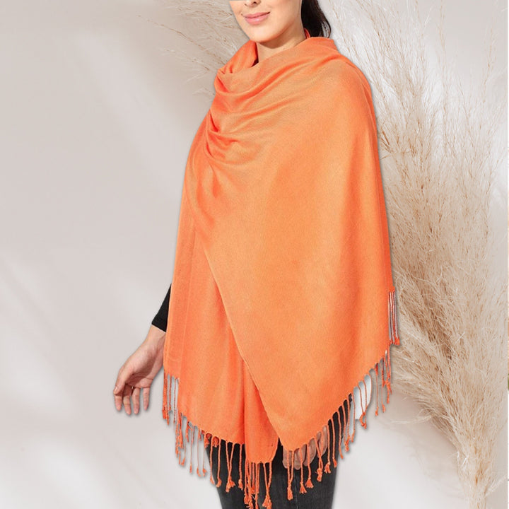 Orange Pashmina Shawl Personalized Gift Monogrammed Pashmina Scarf Bridesmaids Gift Pashmina Wrap Gift for Her Women Scarf Mothers Day Gift - In The Bag Design