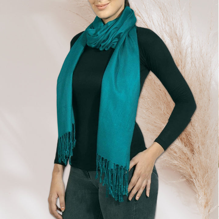 Teal Pashmina Shawl Personalized Gift Monogrammed Pashmina Scarf Bridesmaids Gift Pashmina Wrap Mothers Day Gift for Her Women Scarf