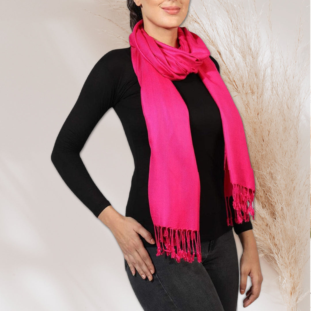 Hot Pink Pashmina Shawl Personalized Gift Monogrammed Pashmina Scarf Bridesmaids Gift Pashmina Wrap Mothers Day Gift for Her Women Scarf - In The Bag Design