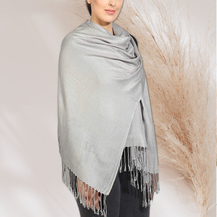 Gray Pashmina Shawl Personalized Gift Monogrammed Pashmina Scarf Bridesmaids Gift Pashmina Wrap Mothers Day Gift for Her Women Scarf - In The Bag Design