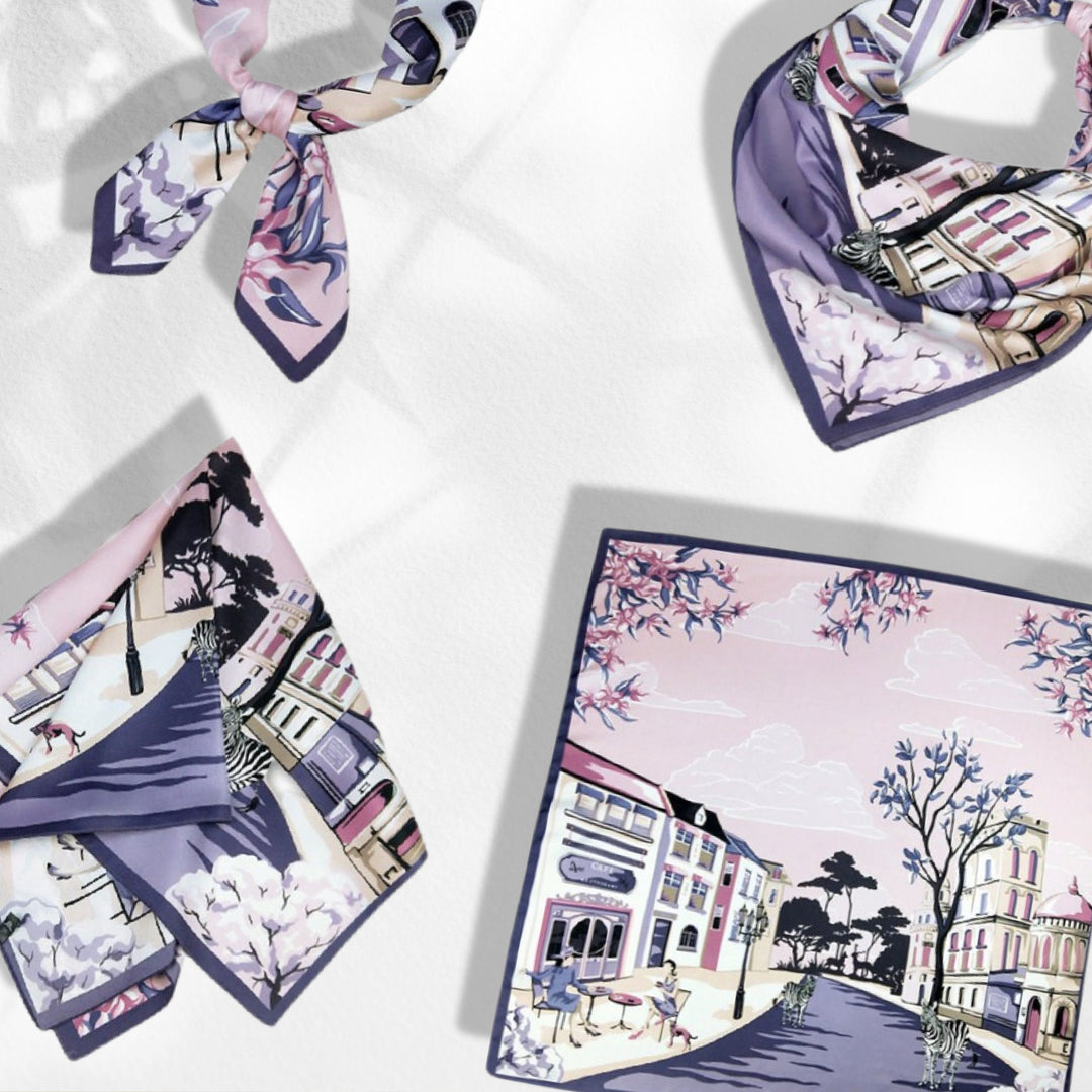 Purple Silk Hair Scarf Silk Head Scarf Silky Scarf Woman Neckerchief Silk Personalized Gift Personalized Scarf Mothers Day Gift For Her - In The Bag Design