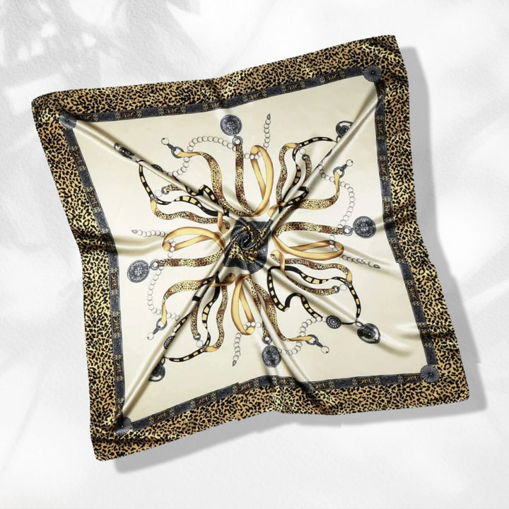 Gold Large Square Scarf Large Bandana Silk for Hair Head Scarf Women Scarves Leopard Silk Hair Scarf Personalized Gift Mothers Day Gift