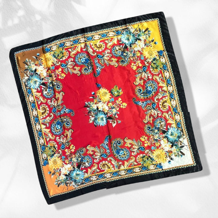 Red Large Square Scarf Silk Head Neck Scarf Women Scarves Personalized Scarf Silk Scarf Women Square Personalized Gift Mothers Day Gift - In The Bag Design