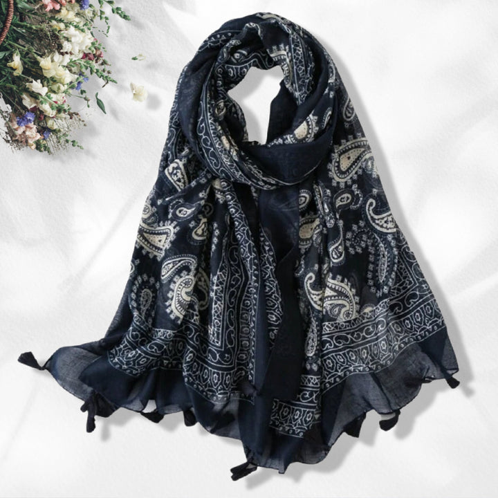 Paisley Print Navy Cotton Scarf Women Cotton Shawl Personalized Gift Infinity Scarf Mothers Day Gift For Her Women Scarves Summer Scarf