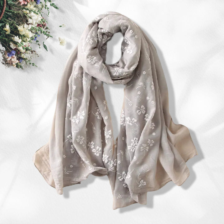 Ivory Shawl Cotton Scarf Women Floral Scarf Shawl Women's Scarf Mothers Day Gift For Her Personalized Scarf Infinity Scarf Loop