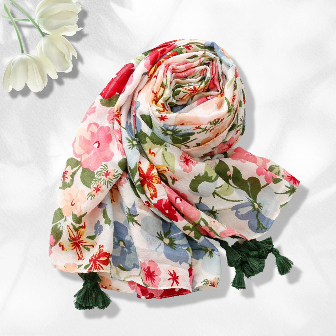 Floral Summer Scarf Gift Personalized Gift Box Scarf Women Scarf Wrap Shawl Lightweight Soft Scarf Customized Summer Scarf Flowers