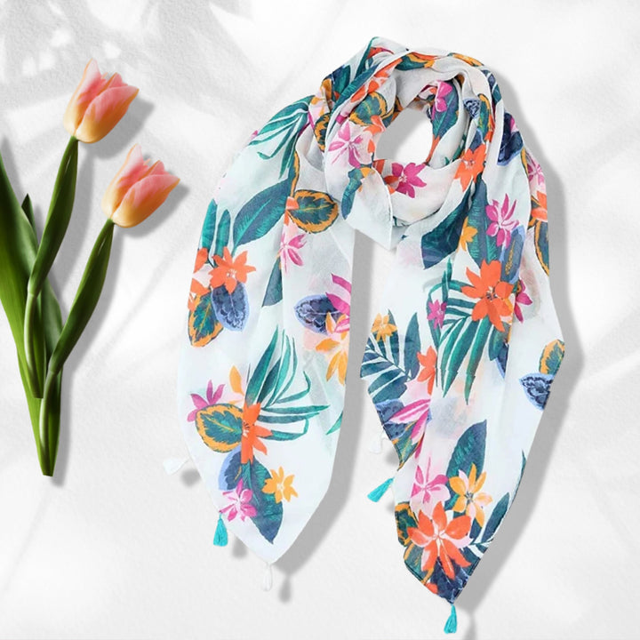 Tropical Print Scarf Women's scarves Personalized Gifts For Women Shawl Wrap Sarong Beach Wrap White Tail Scarf Mothers Day Gift for Her