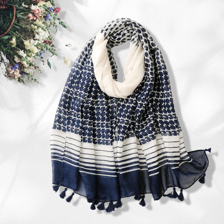 Navy Summer Scarf Navy and White Personalized Scarf Wrap Shawl Soft Women Scarves Lightweight Long Scarf Beach Cover Up