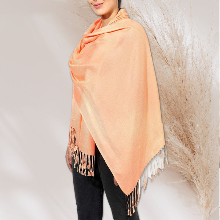 Apricot Orange Pashmina Shawl / Personalized Gift / Monogrammed Pashmina Scarf Women / Bridesmaids Gift / Pashmina Wrap / Gift for Her