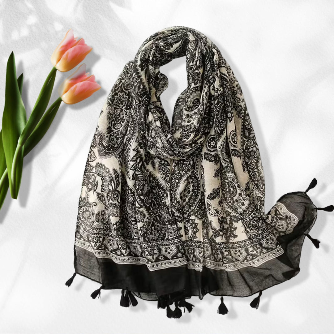 Summer Parsley Black Ivory Scarf Women's Scarves Personalized Gifts Shawl Wrap Large Scarf Cover Up Infinity Scarf Mothers Day Gift - In The Bag Design