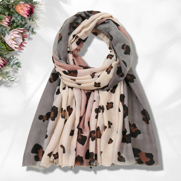 Pink Gray Leopard Scarf Shawl Summer Scarf Women Handmade Cotton Scarf Personalized Gift Mothers Day Gifts For Her Birthday Gift for Women