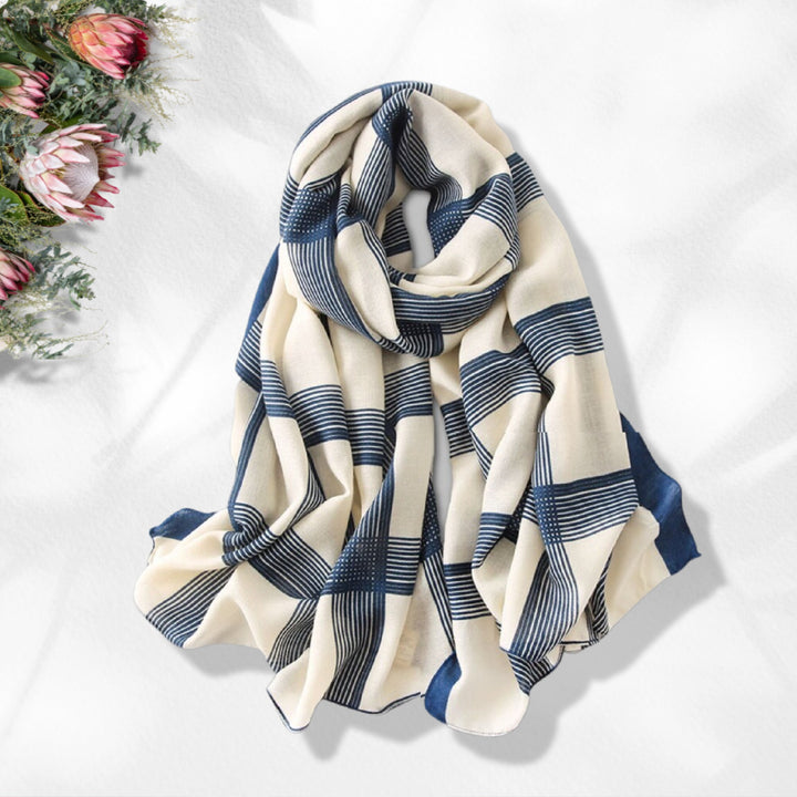 Ivory Shawl Blue Cotton Scarf Wrap Personalized Gift Infinity Scarf Loop Gifts For Her Women Scarves Christmas Gifts Mothers Day Gift