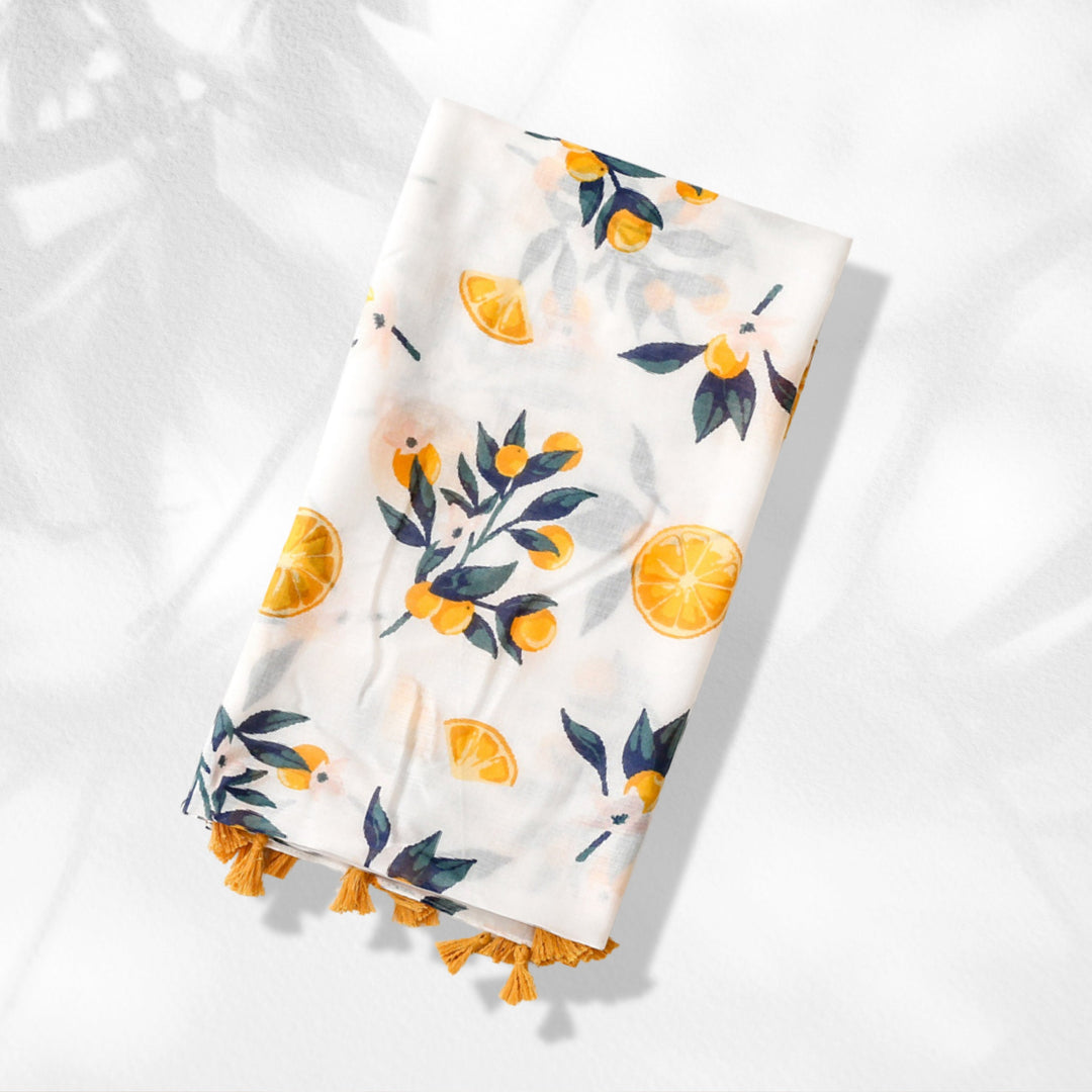 Ivory Yellow Scarf Lemon Print Scarf Summer Wrap Women Scarves Shawl Soft Women Scarf Handmade Personalized Scarf  Mothers Day Gift for Her - In The Bag Design