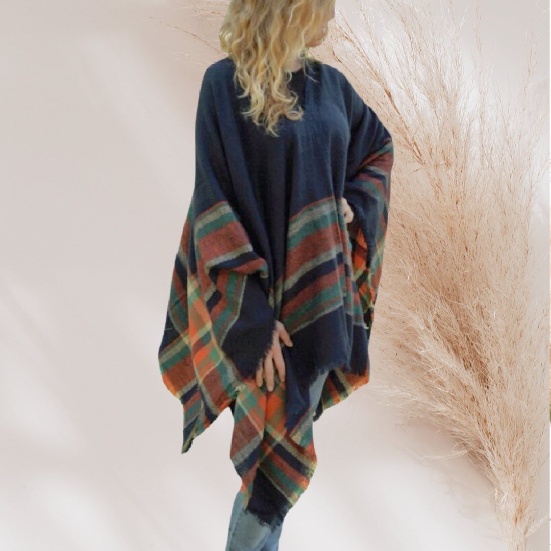 Plaid Poncho Shawl Plaid Blanket Scarf Tartan Plaid Winter Poncho Women Personalized Poncho Monogrammed Poncho Scarf Women Handmade - In The Bag Design