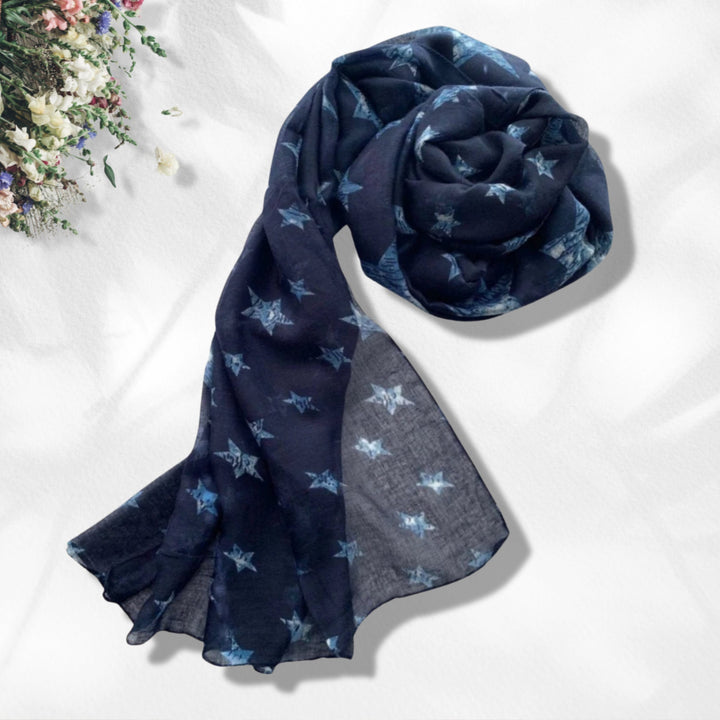 Navy Scarf For Women Stars Print Scarf Personalized Gifts For Women Shawl Wrap Large Scarf Cover Up Infinity Scarf Loop Mothers Day Gift