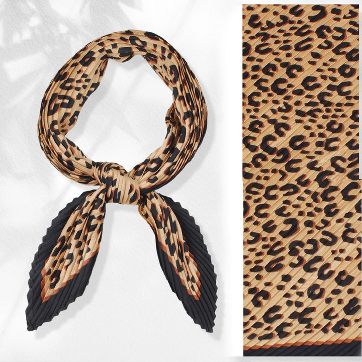 Leopard Scarf Pleated Bandana Silk Head Neck Scarf Women Scarves Handkerchief Scarf Mothers Day Gift