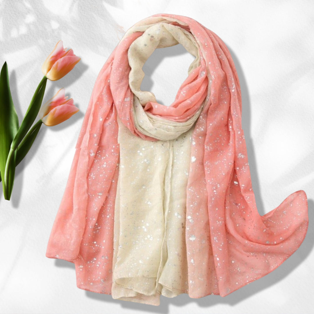 Pink Scarf with Silver Foil Women Shawl Wrap Scarf Summer Personalized Gifts For Her Mothers Day Gift for Women - In The Bag Design