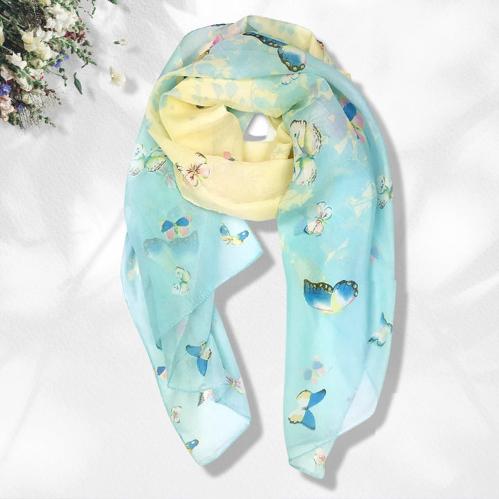 Aqua Butterfly Print Scarf Summer Scarf Women Scarves Infinity Scarves Personalized Gift For Women Shawl Wrap Large Scarf Mothers Day Gift