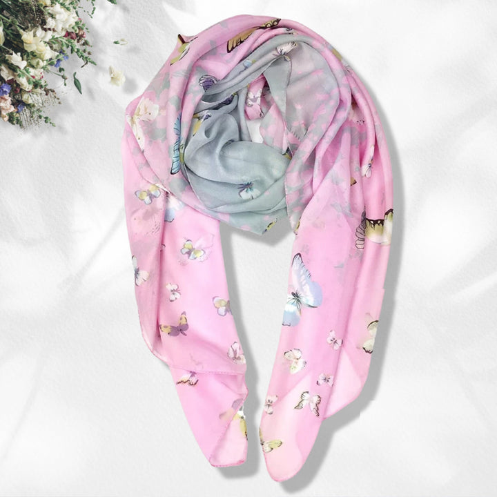 Silky Pink & Grey Butterfly Scarf Summer Scarf Women Infinity Scarves Loop Personalized Gifts For Women Shawl Wrap Mothers Day Gift