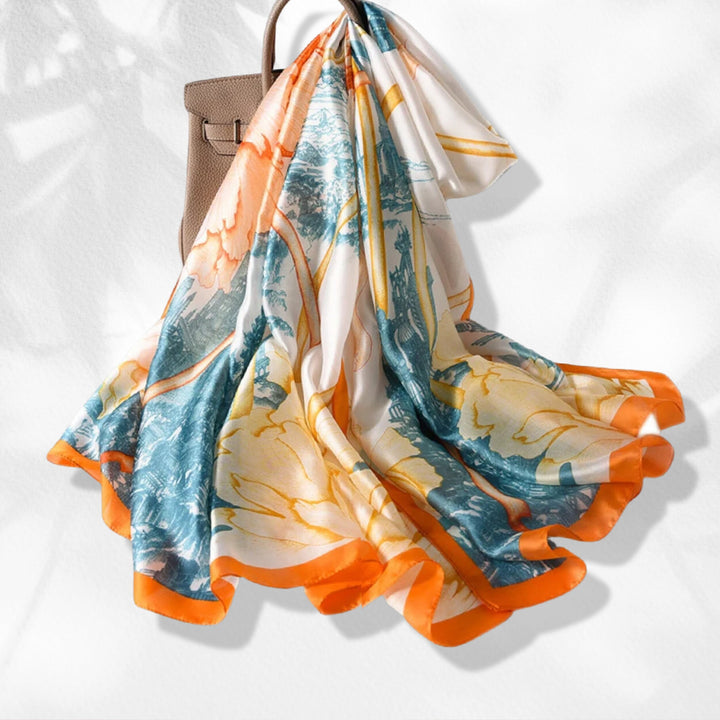 Orange Peony Silk Scarf Women Silk Shawl Infinity Scarf Women Scarves Summer Scarf Mothers Day Gift for Her Personalized Gift for Women