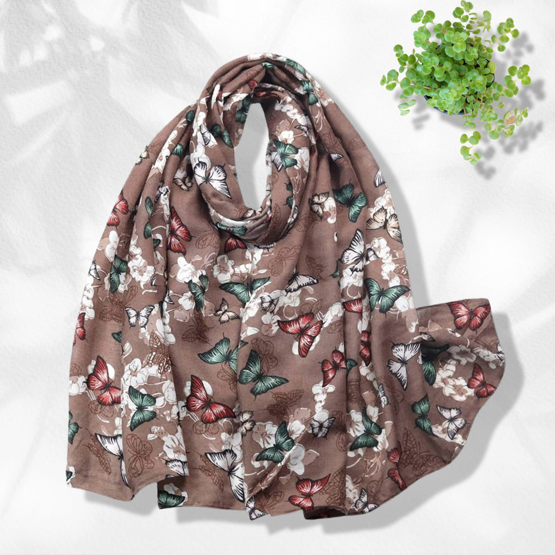 Taupe Butterfly Scarf Women Scarves Shawl Wrap Soft Summer Scarf Mothers Day Gift Birthday Gift for Her Personalized Gift For Women - In The Bag Design