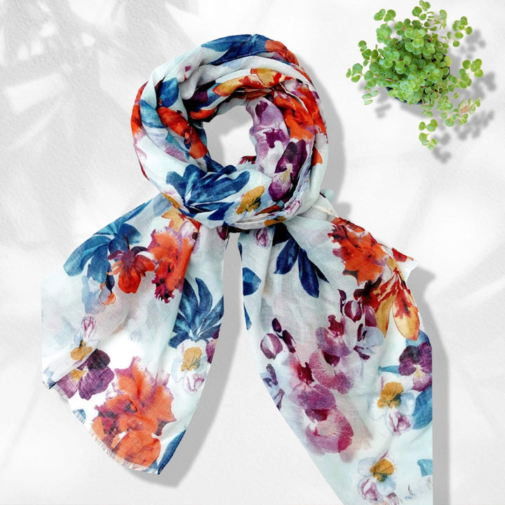 Colorful Flowers Print Scarf Spring Summer Scarf Women Infinity Scarves Personalized Gifts For Women Shawl Wrap Large Scarf Mothers Day Gift - In The Bag Design