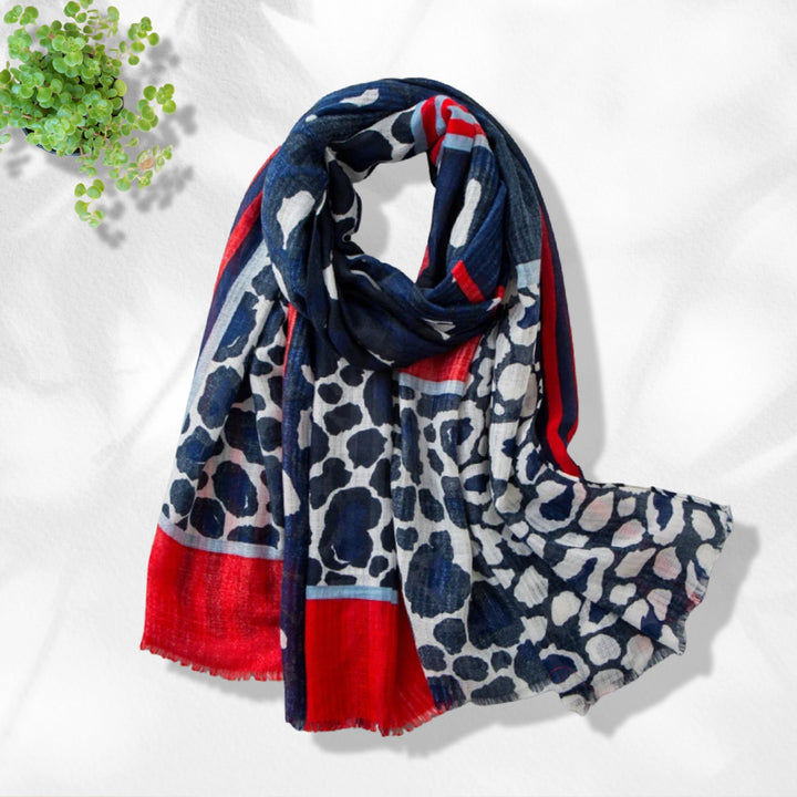 Navy Red Cotton Scarf Leopard Scarf Shawl Wrap Women Scarves Handmade Summer Scarf Mothers Day Gift Personalized Gifts For Her Woman Gift