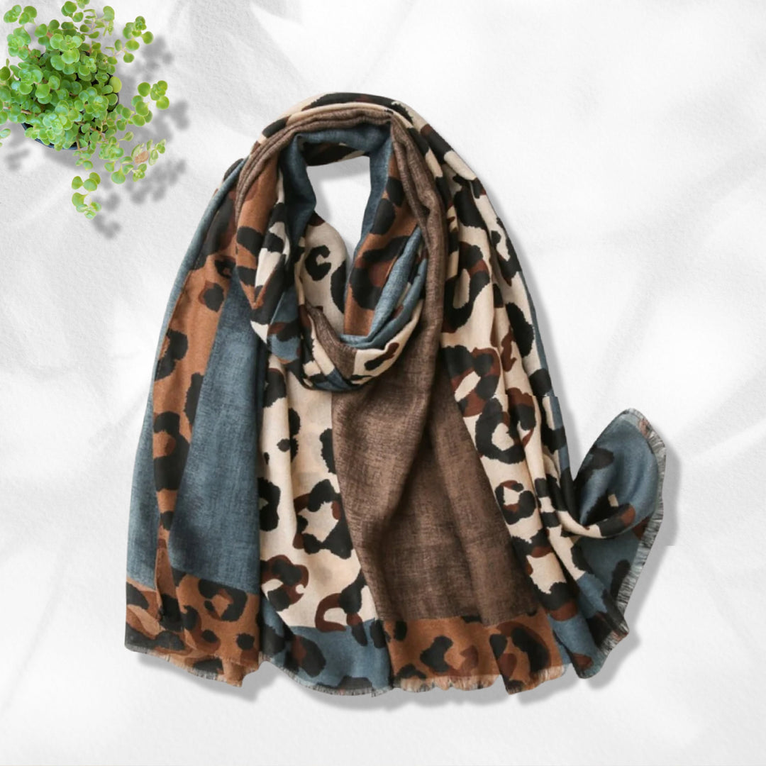 Brown Navy Leopard Scarf Women Handmade Shawl Wrap Lightweight Scarf Personalized Gift Mothers Day Gift Birthday Gift for Her Gift for Women - In The Bag Design