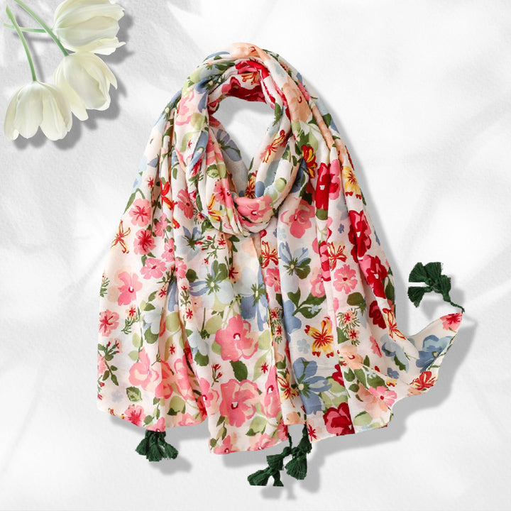 Floral Summer Scarf Gift Personalized Gift Box Scarf Women Scarf Wrap Shawl Lightweight Soft Scarf Customized Summer Scarf Flowers