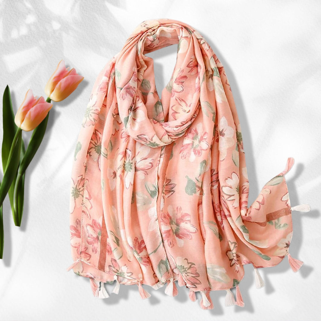 Blush Pink Scarf Leaf Summer Personalized Gift Scarves Wrap Shawl Soft Women Lightweight Soft Long Scarf Loop Mothers Day Gift for Her - In The Bag Design