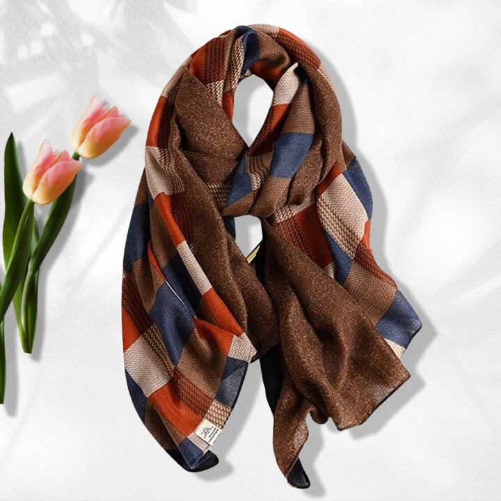 Brown Plaid Scarf Women Shawl Wrap Large Scarf Women's Scarf Infinity Scarf Mothers Day Gift Personalized Gifts For Women Beige Copper Scarf - In The Bag Design