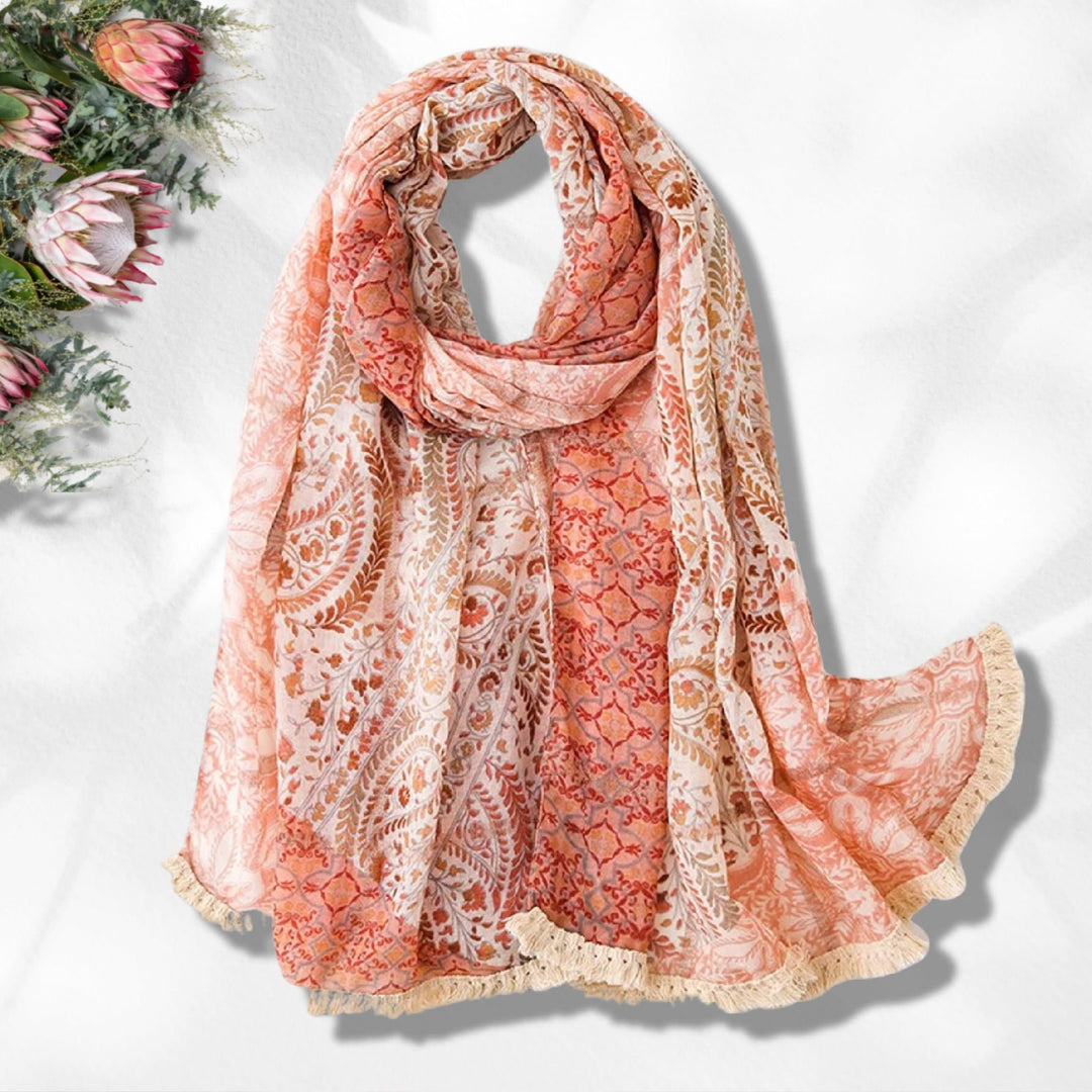 Peach Scarf Ivory Scarf Summer Wrap Coral Scarves Shawl Soft Women Scarf Handmade Personalized Gift for Women Mothers Day Gift for Her - In The Bag Design