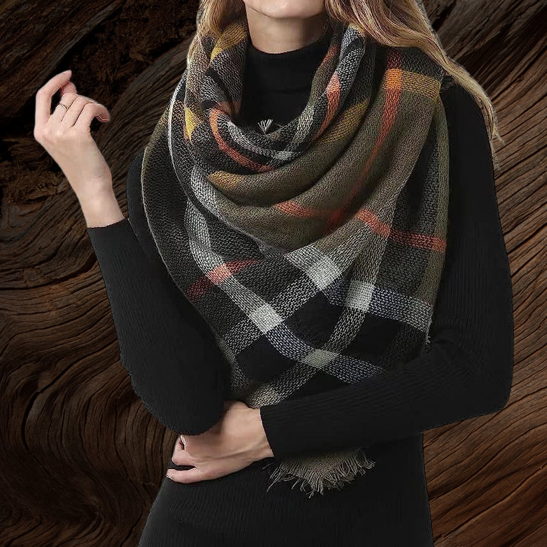 Olive Green Winter Scarf Plaid Blanket Scarf Oversized Scarf Bridesmaid Shawl Personalized Gifts Winter Scarf Bridesmaid Favors Plaid Shawl - In The Bag Design