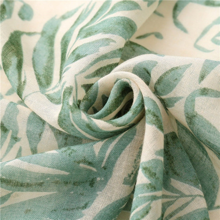 Leaf Tropical Print Scarf Women's Scarves Green Ivory Shawl Wrap Summer Scarf Sarong Beach Wrap White Tail Scarf Bridesmaids Gift for Her