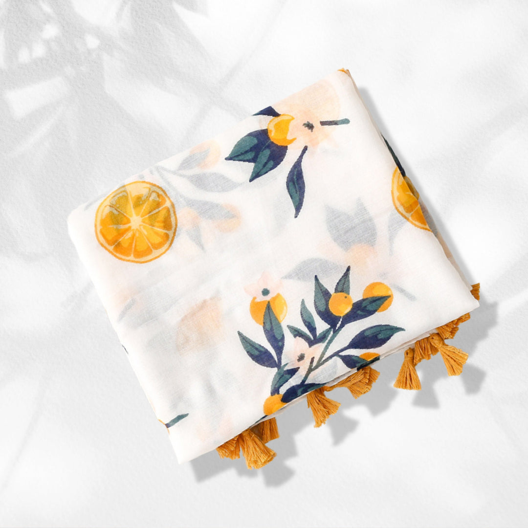 Ivory Yellow Scarf Lemon Print Scarf Summer Wrap Women Scarves Shawl Soft Women Scarf Handmade Personalized Scarf  Mothers Day Gift for Her - In The Bag Design