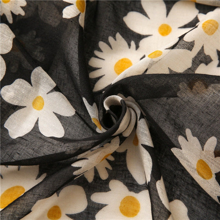 Black Floral Print Scarf Daisy Print Scarf Wrap Shawl Women Scarves Infinity Scarf Personalized Scarf Women Mothers Day Gift Mom Gift Friend