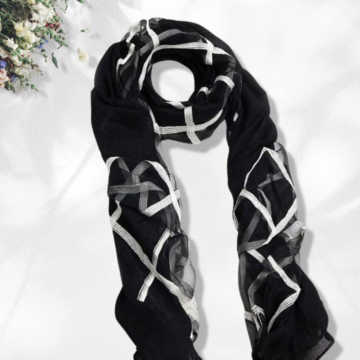 Black Fashion Scarf / Black Viscose Scarf / Double Side Scarves /  / Women's Scarf / Gifts For Her