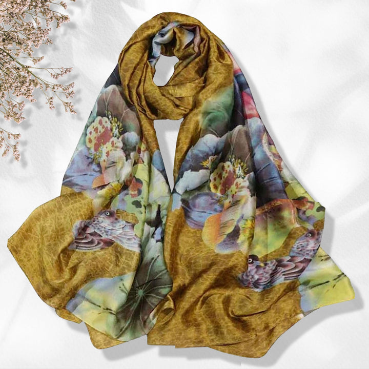 Mustard Silk Scarf Women Shawl Wrap Women Scarves Infinity Scarf Personalized Gifts For Her Mothers day Gifts For Her Mom Gift Friend Gift - In The Bag Design