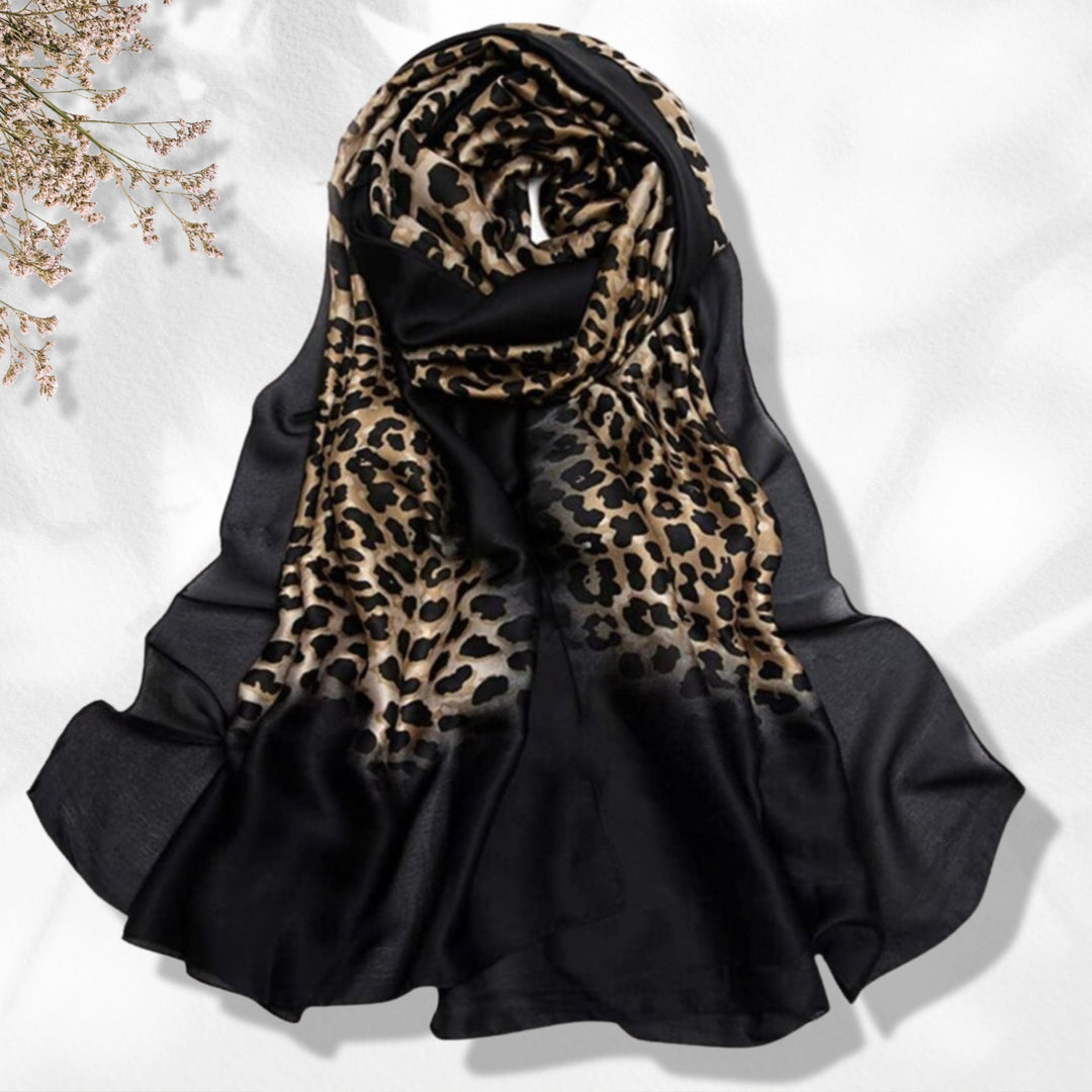 Black Silk Scarf Leopard Women Scarf Shawl Personalized Gift Infinity Scarf Women Scarves Summer Scarf Mothers Day Gift For Her Mom Gift