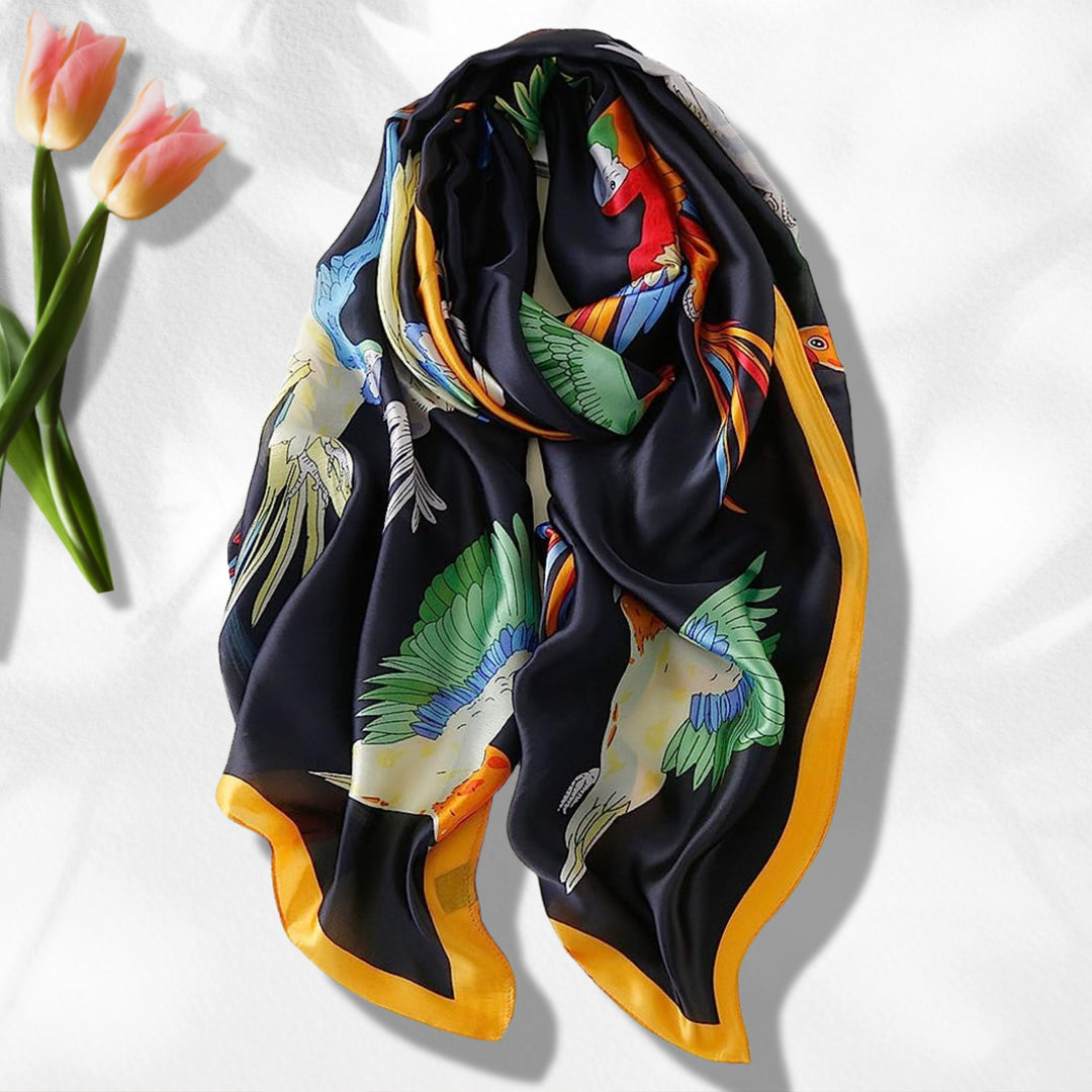 Parrot Scarf Women Silk Shawl Women Scarves Beige Summer Scarf Wrap Infinity Scarf Personalized Gifts For Her Mothers Day Gift Mom Gift