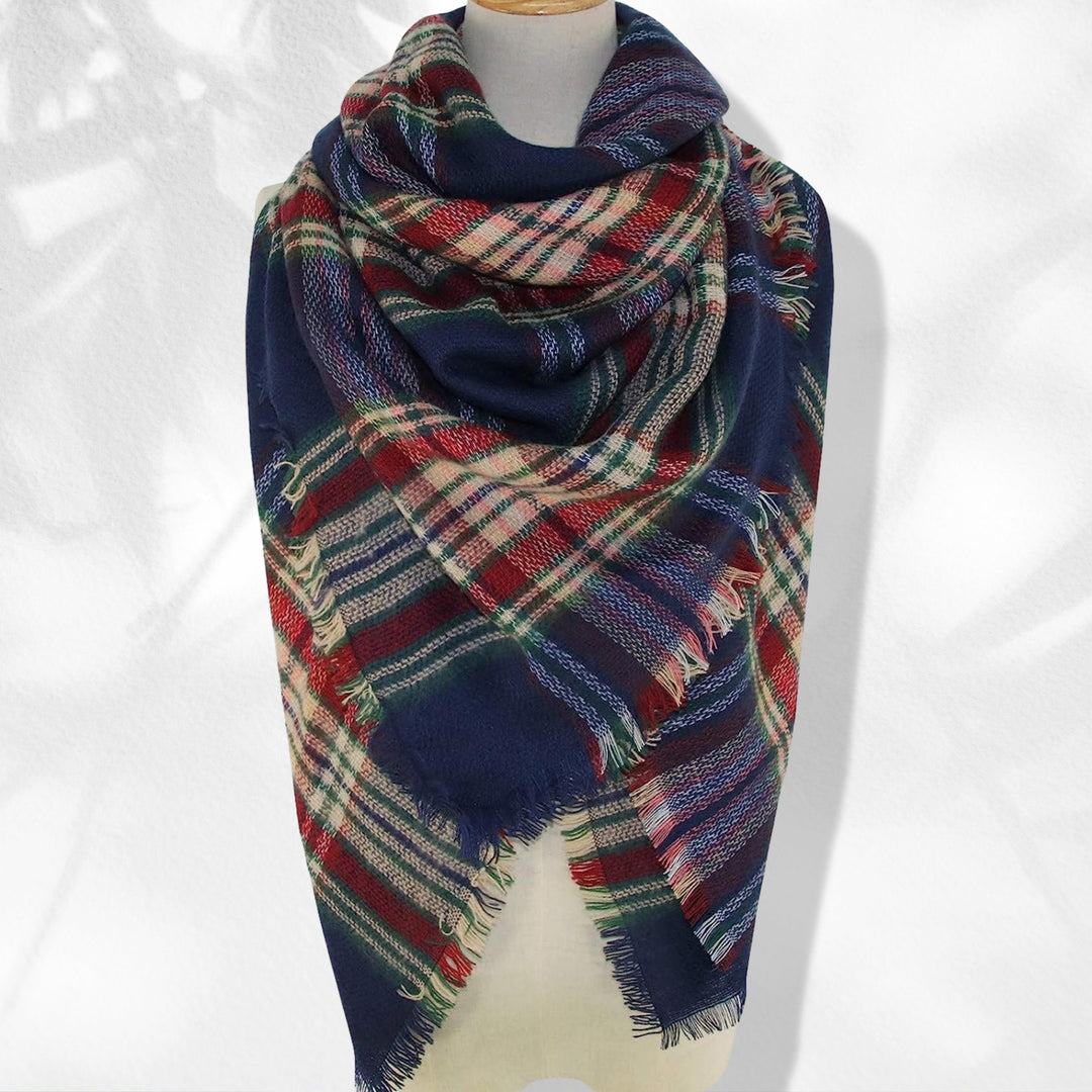 Navy Plaid Blanket Scarf, Plaid Shawl, Tartan Plaid Scarf, Tartan Oversized Blanket Scarf, Personalized Scarf, Monogrammed Blanket Shawl