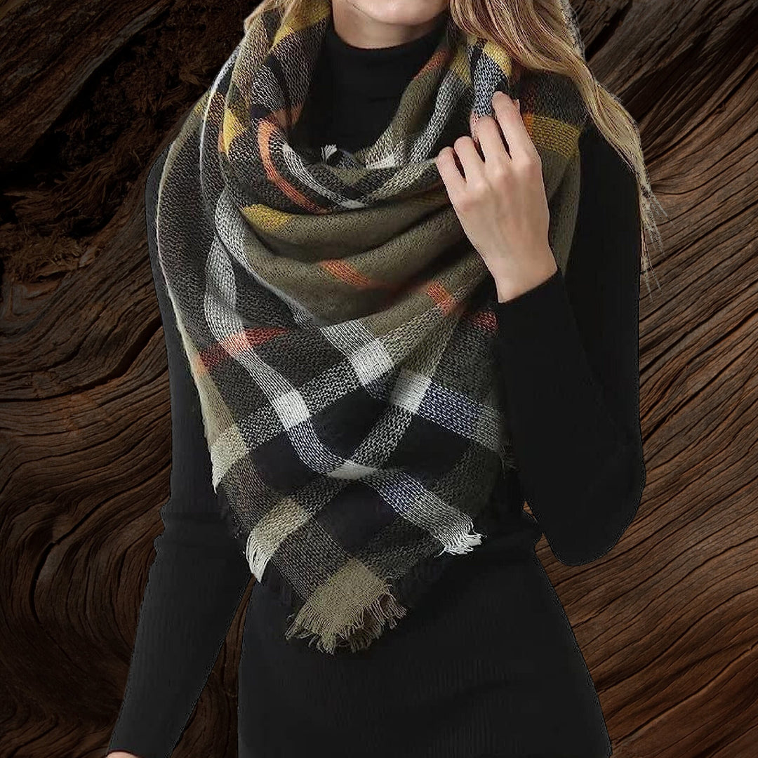 Olive Green Winter Scarf Plaid Blanket Scarf Oversized Scarf Bridesmaid Shawl Personalized Gifts Winter Scarf Bridesmaid Favors Plaid Shawl - In The Bag Design